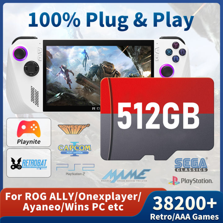 Game TF Card for ROG ALLY/Rog ALLY X/Wins Handheld/PC Playnite Retrobat Game Console 38200+AAA/Retro Games for PS3/PS2/Switch