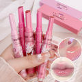 Glitter Clear Solid Lip Gloss Pink Mirror Lipstick Pen Watery Jelly Moisturizing Lip Tint Love Heart Shape 3pcs/set.