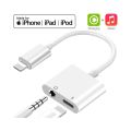 2 in 1 Dongle Splitter For Apple iPhone Dual Port Charger And Headphones Adapter With Cable. Audio Jack And Charge Converter.