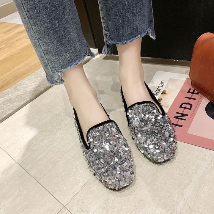 Social%20Gommino%20Women's%20Korean-Style%20Summer%20New%20Flat%20Internet%20Celebrity%20Student%20Sequined%20Loafers%20Slip-on%20Loafer%20Shoes%20-%20Image%202