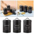 Metal Kitchen Canister Set Coffee Tea Sugar Tins Containers Food Storage Jars Bottles 1200ml Capacity. 