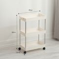 Storage Rack Kitchen Slim Slide Tower Wheels Space Shelf 3-Layer. 