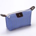 Portable Large Capacity Striped Cosmetic Bag for Women Girls Travel Beauty Cosmetic Bag with Zipper Fashion Cosmetic Bag Pouch Foldable Storage Bag. 
