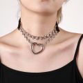 【3C VictoryEagle】Punk Collar Choker Black PU Leather Heart Cross Spike Necklace Cosplay Body Accessories Trend Jewelry.