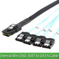 Mini SAS Cable SFF-8087 to SATA Mini SAS Breakout Cable SFF8087 to SATA Mini-SAS to 4X SATA SAS to SATA Breakout Cable.