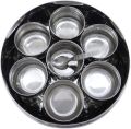 Big Stainless Steel 7 Container Masala Dabba Kitchen Spice Storage Box. 