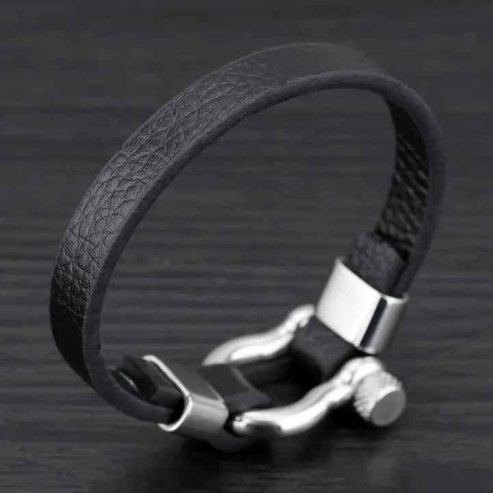 Hot%20Selling%20Cool%20Black%20Cowhide%20Leather%20Adjustable%20Basic%20Mens%20Cuff%20Bracelet%20-%20Image%205