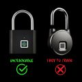 Fingerprint Padlock | Fingerprint Lock, Smart Lock, Fingerprint Tala - Anti-Theft, Quick Unlock for Lockers, Suitcases, Backpacks | Zinc Alloy Keyless USB Charging. 