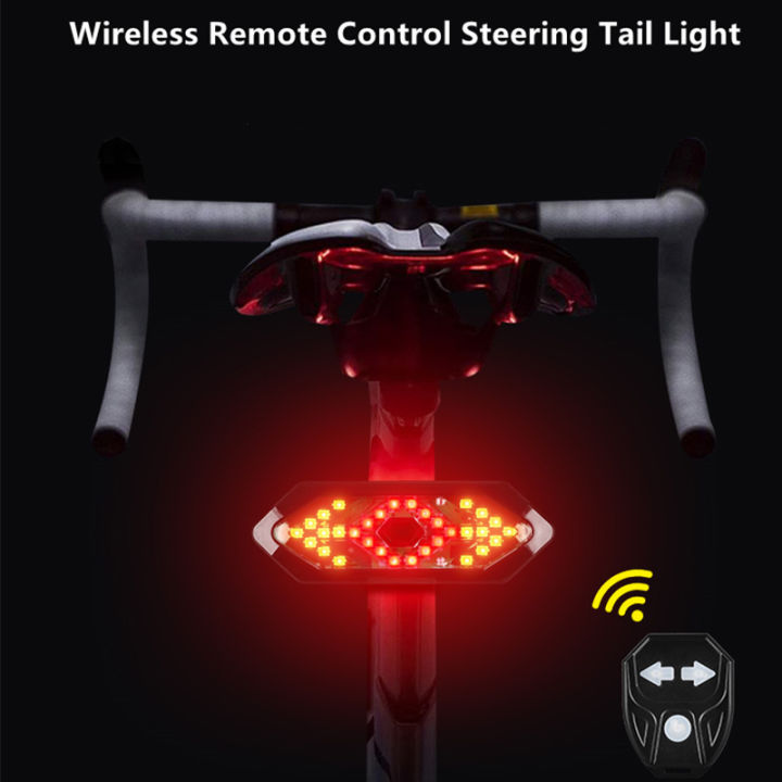 Bicycle Tail Light USB Rechargable Smart Wireless Remote Control Turn Signal LED Rear Break Light (Black) - সাইকেল - সাইকেল