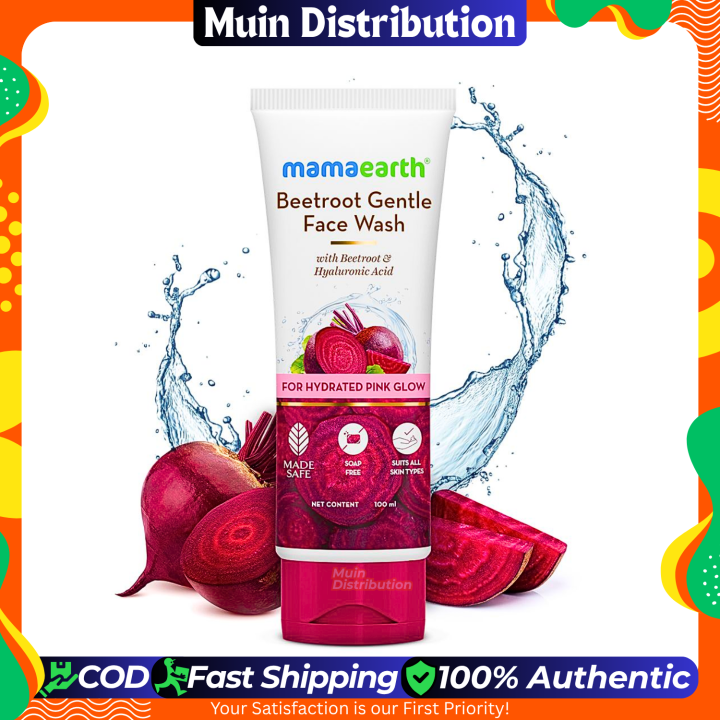 〽️ Mamaearth Beetroot Gentle Face Wash & Hyaluronic Acid For Hydrated Pink Glow -100ml