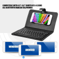 Bluetooth Mini Wireless Keyboard with PU Leather Case for Smartphone Tablet 4.5 Inch - 6.8 Inch Rechargeable Easy to Use Black. 