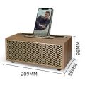 FM Vintage Wood Grain Bluetooth Speaker TWS Wireless Subwoofer Outdoor Portable Radio Gift Stereo Mobile Phone Stand Speaker.