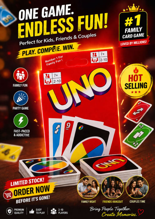 UNO Card Game – Family Fun Party Game | 2-10 Players | Best Indoor Entertainment for Kids & Adults