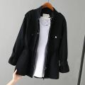 Women's Trench Coat Autumn New Korean Stand-Collar Short Coat Loose Plus Size 3XL Female Windbreaker Outerwear With Lining.