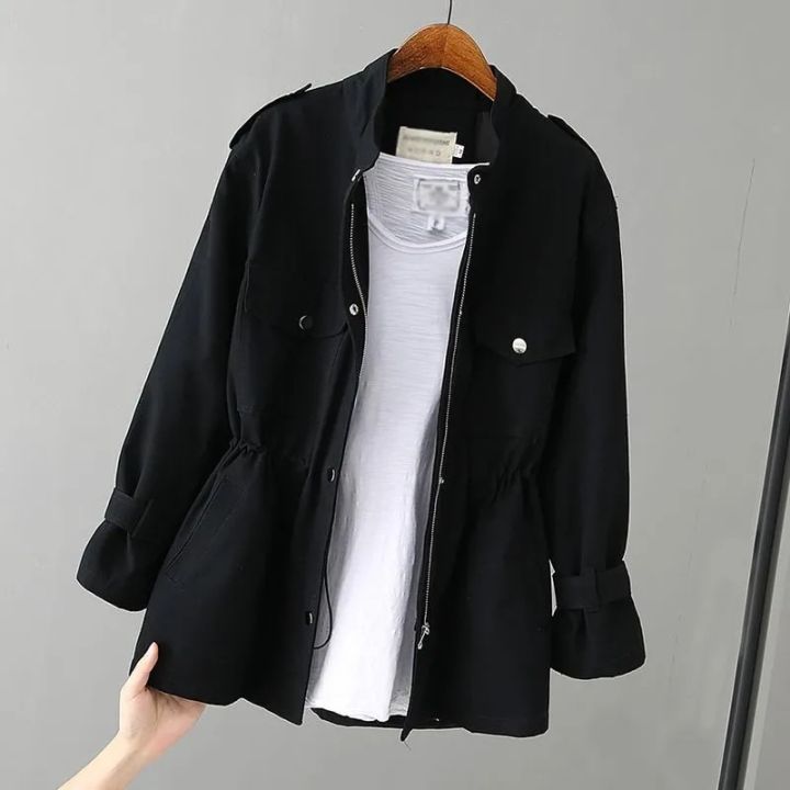 Women's%20Trench%20Coat%20Autumn%20New%20Korean%20Stand-Collar%20Short%20Coat%20Loose%20Plus%20Size%203XL%20Female%20Windbreaker%20Outerwear%20With%20Lining%20-%20Image%205