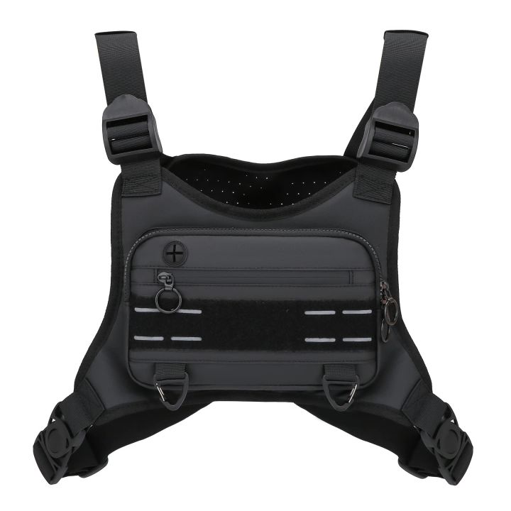 Sports Chest Bag Water Resistant Lightweight Front Chest Pack Running Vest Bag With Built-In Phone Holder Extra Storage