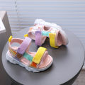 Yfashion Baby Beach Sandals Colorful Soft Sole Anti-slip Breathable Magic Sticker Toddler Shoes For 1-3 Years Old For Girls.