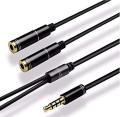 Audio Splitter Cable 3.5mm Female with 2 Port 3.5mm Male with Mic Extension Aux Cable Adapter. 