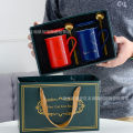Creative Porcelain Cup with Cover Spoon Couple Mug Couple Cups Wedding Gifts Water Cup Coffee Cup Set PrintingLOGO. 