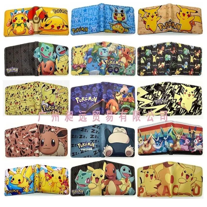 Pokemon Cartoon Printed Wallet for Woman Boys and Girls Animation Peripheral Short Wallet Student Twofold PU Leather Money Purse