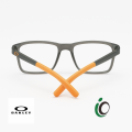 Premium Oakley Rectangular Eyeglasses for Men - Stylish Matte Black Frame with Vibrant Orange Temples & Black Finish | Durable & Lightweight Design | Perfect for Everyday Wear | Irfan Optics.
