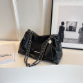 Casual soft face large capacity bag women's 2024 new popular versatile chain crossbody bag silver shoulder bag.