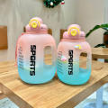 1.6/2L Large Capacity Plastic Water Bottle with Straw Portable Travel Bottles Training Sport Fitness Cup Students Outdoor Leakproof Drinking Bottles.