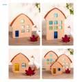 3 Pieces Wood House Centerpiece House Decor Building Blocks Set, Montessori Stacking Toy Ornament, Wooden Sign Block for Ages 4 to 8 Preschool.