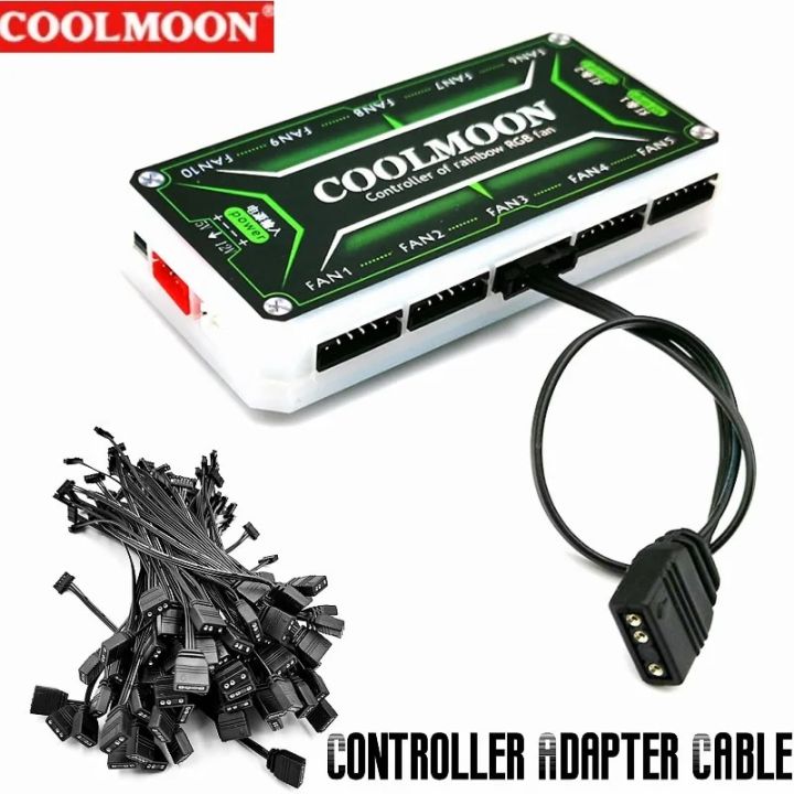 ARGB Controller Cable 5V 3-pin To 6pin/ 4pin For COOLMOON cooling fan And LED Light Mini Control HUB Supply RGB SYNC Adapter
