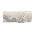 Water Diamond Pleated Hand Women's Satin Dinner Shoulder Bag.