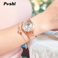 POSHI Women Watches Fashion Stainless Steel Date Ladies Wristwatch Waterproof Quarzt Watch Girlfriend Gift Relogio Feminino. 
