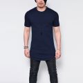 Men's T Shirt Round Neck Solid-colored T-shirt for Male Round-neck Medium and Long Section Tops Tshirt. 