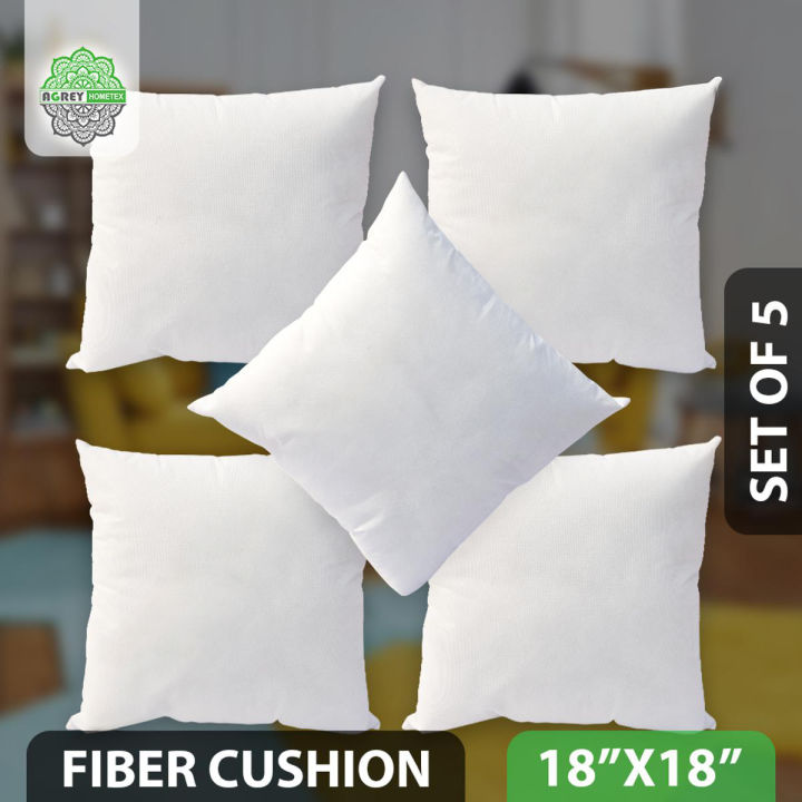 Standard Fiber Cushions, Tissue Fabric, White, (18"x18"), Set of 5