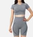Leafletic Women’s Seamless Activewear Set | Ultra Comfort Gym Wear for Women | Workout Outfit & Shorts with Top | Two-Piece Sportswear | Yoga & Training Outfit.
