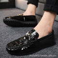 2019 New Social Fashion Leather Loafers Embossed Crocodile Pattern Men's Shoes Fashion Youth Leather Shoes Trendy Shoes. 