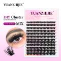 YUANZHIJIE Mix Length Fluffy Individual DIY Clusters Eyelash Extension C D Curl 144 pcs Natural Segmented Eyelash Makeup Tools.