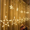 Badge Golden Big Star Curtain Light, 12 Hanging Golden Star String Lights, Drawing room decoration LED Curtain String Light Fairy LED Star String Light Holiday Party Wedding Decoration Lamp-MHN - Fairy Lights. 