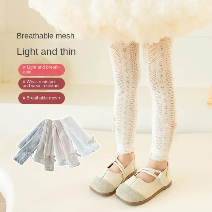 Girls'%20Leggings%20Summer%20Thin%20Mesh%20Cotton%20Children's%20Ninth%20Pantyhose%20Baby%20White%20Trousers%20Outer%20Wear%20Spring%20and%20Autumn%20-%20Image%204
