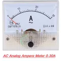 AC 30A ANALOG AMP Meter AC Analog Ampere Meter 0-30A Gauge Square Panel AC 0-30A Current Amperemeter 30A Analog Panel Ammeter Current Meter For AC 220V Line. 