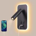 Bedside Wall Lamp, LED Wall Light, Wall Mounted Reading Light with Switch and USB Port, Rotatable Wall Sconce Wall Spotlight.