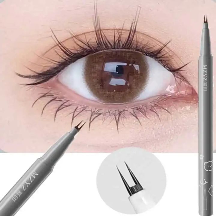 Ultra-thin 2 Fork Tip Liquid Eyeliner Double Forked Tip Lower Eyelash Pen Makeup Smooth Eye Liner 2Point Eyebrow Pencil Cosmetic Vnce Lncei