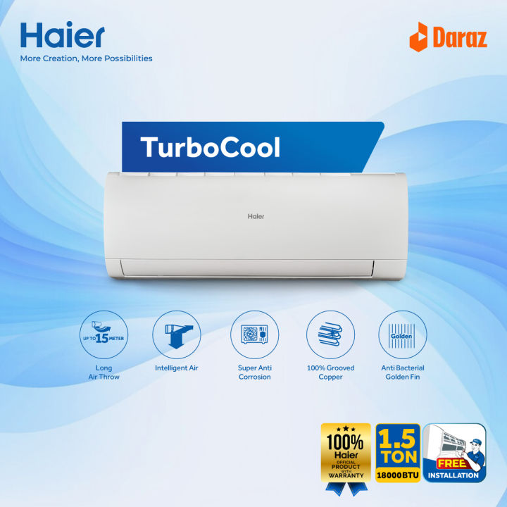 Haier 1.5 Ton Non-Inverter TurboCool AC [HSU-18TurboCool(FIX)(Pro)]