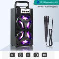 Caixa De Som 10W Karaoke Outdoor Portable Sound Box Speaker Wireless Large Home Theater Bluetooth Party Speakers With Wired Mic. 