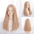 Wig Women's Long Straight Hair Mid-Length Natural Bangs Korean Style Women's Team Sweet Realistic Online Influencer Fashion Simulation Full-Head Wig Women. 