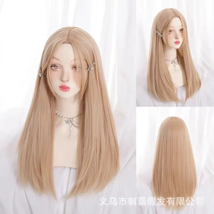 Wig%20Women's%20Long%20Straight%20Hair%20Mid-Length%20Natural%20Bangs%20Korean%20Style%20Women's%20Team%20Sweet%20Realistic%20Online%20Influencer%20Fashion%20Simulation%20Full-Head%20Wig%20Women%20-%20Image%206