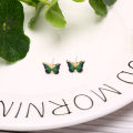 Vintage Fashion Enamel Green Butterfly Stud Ear Earrings Trend Jewelry Women GJCUTE. 