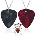 Horror Film Stranger Hellfire Club Necklace Eddie Munson Guitar Pick Pendant Necklaces for TV Drama Fans Friend Gift.