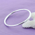 Women's 925 Sterling Silver Bangle Simple Smooth Bangle Solid Female Charm Jewelry Party Gift Loser Lione.