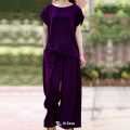Women’s Cotton Travel Set – Light Top with Wide-Leg Cotton Trousers.