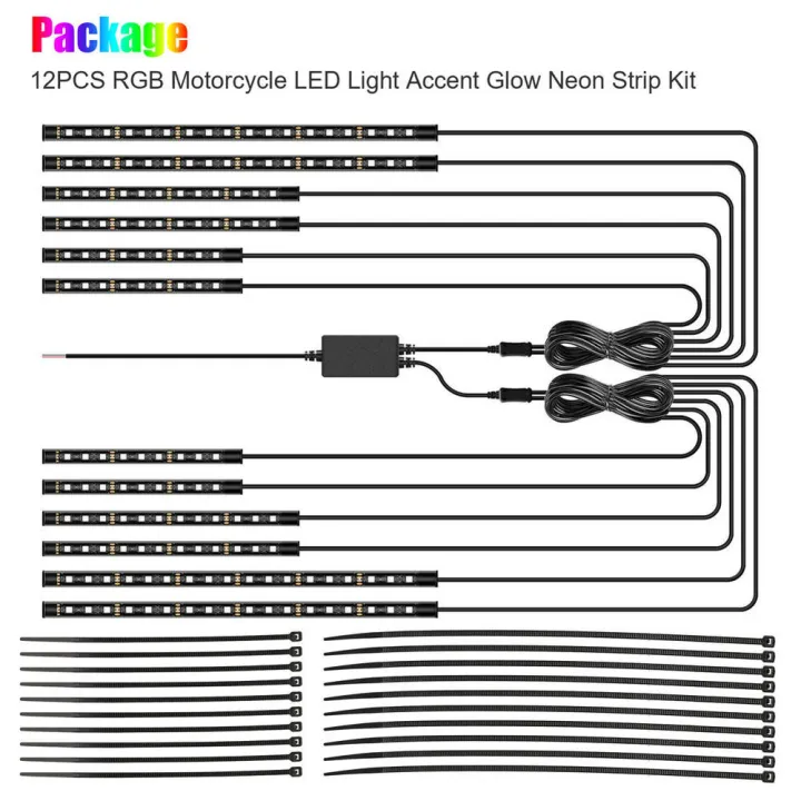 RGB%20color%20changing%20Motorcycle%20lights%20Long-lasting%20App%20control%2012%20pieces%20LED%20strip%20kit%20Neon%20effect%20Easy%20installation%20Under%20glow%20-%20Image%207